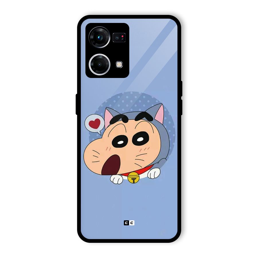 Cat Shinchan Glass Back Case for Oppo F21s Pro 4G
