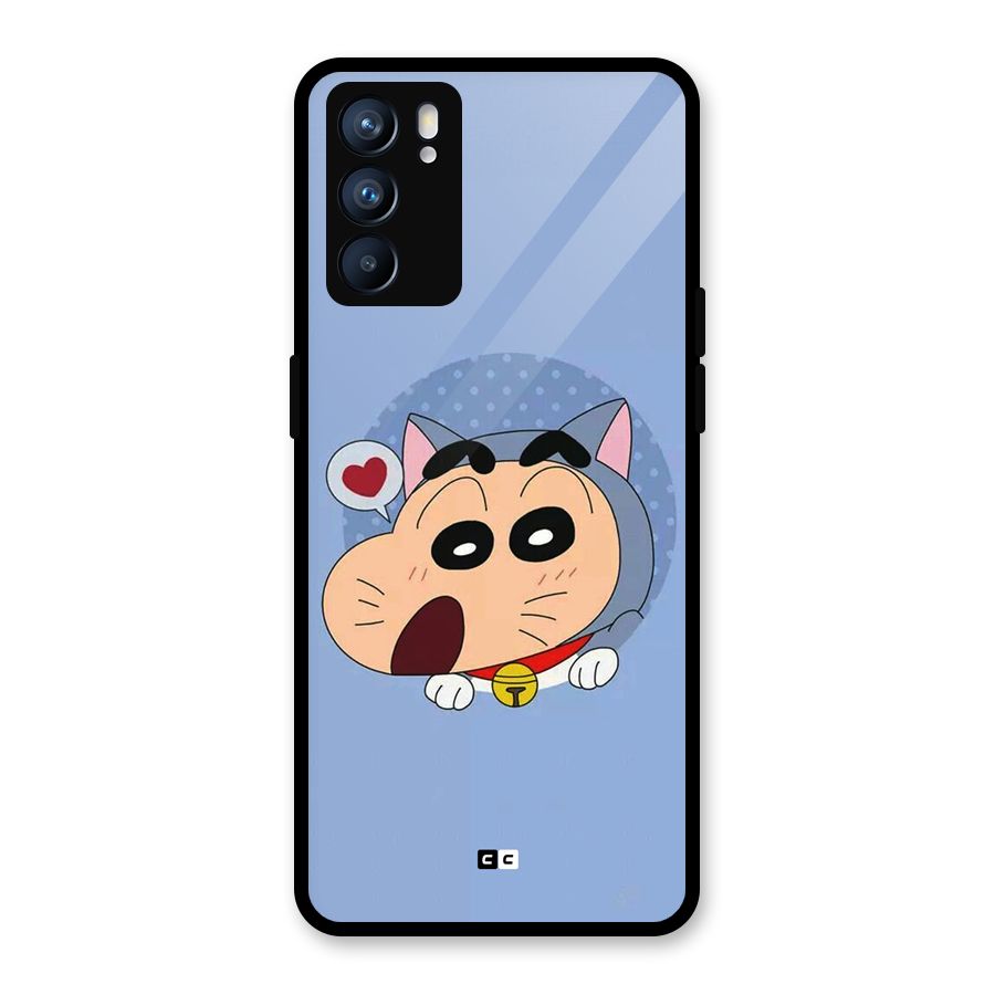 Cat Shinchan Glass Back Case for Oppo Reno6 5G