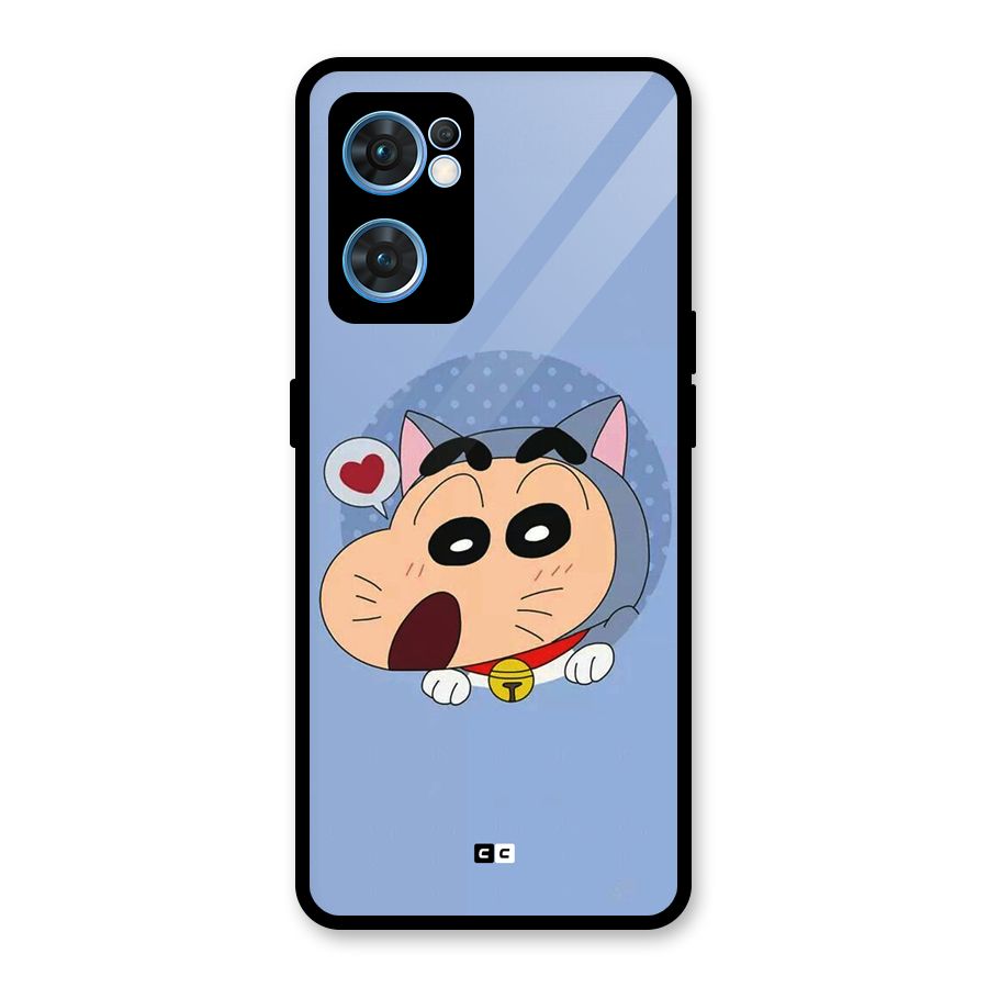 Cat Shinchan Glass Back Case for Oppo Reno7 5G