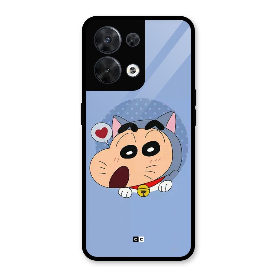 Cat Shinchan Glass Back Case for Oppo Reno8 5G