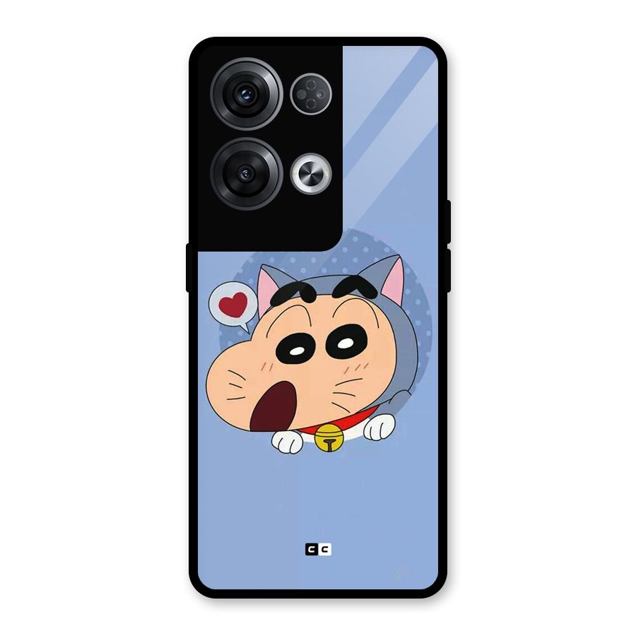 Cat Shinchan Glass Back Case for Oppo Reno8 Pro 5G