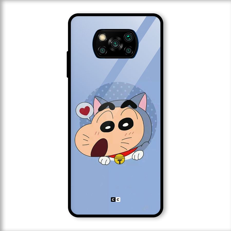 Cat Shinchan Glass Back Case for Poco X3