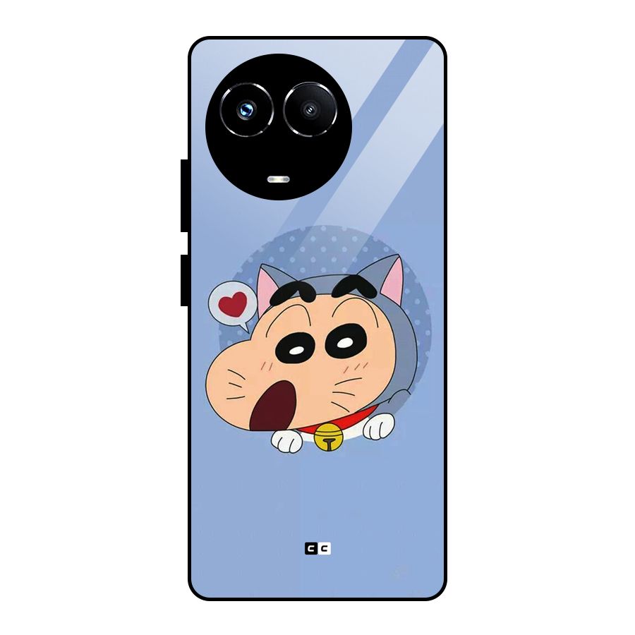 Cat Shinchan Glass Back Case for Realme 11X