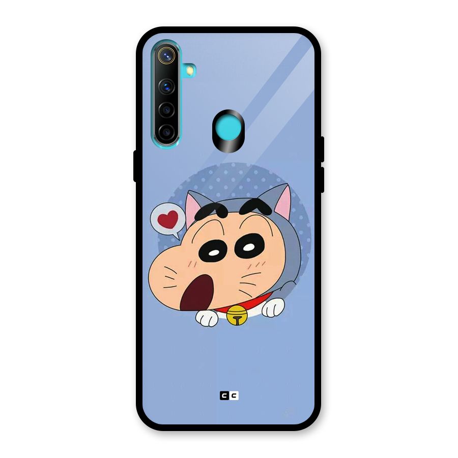 Cat Shinchan Glass Back Case for Realme 5i