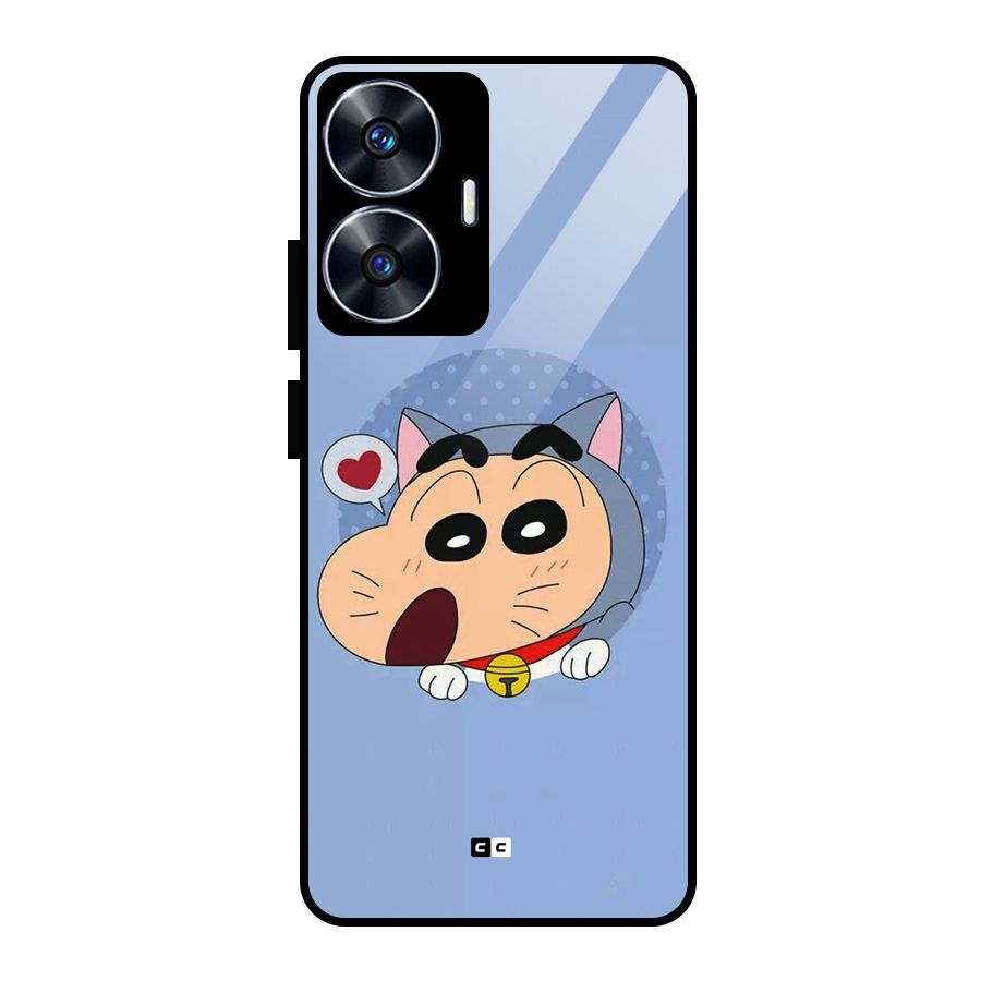 Cat Shinchan Glass Back Case for Realme Narzo N55