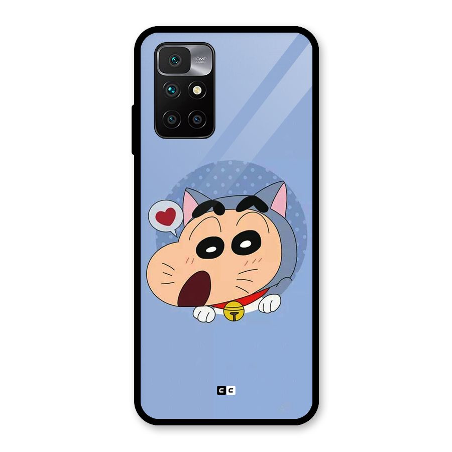 Cat Shinchan Glass Back Case for Redmi 10 Prime