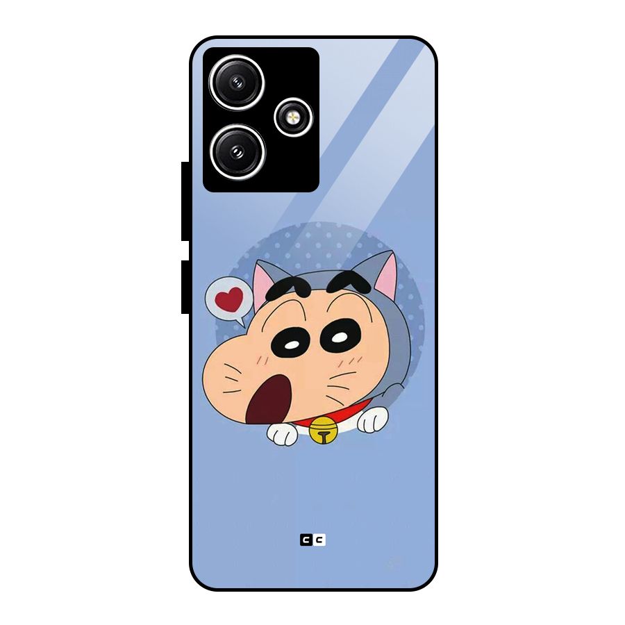 Cat Shinchan Glass Back Case for Redmi 12 5G