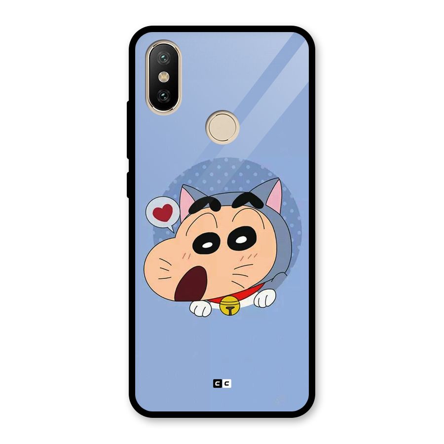 Cat Shinchan Glass Back Case for Redmi A2