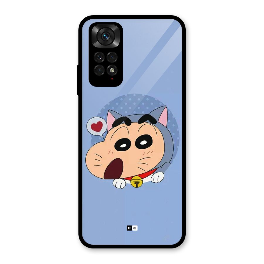 Cat Shinchan Glass Back Case for Redmi Note 11