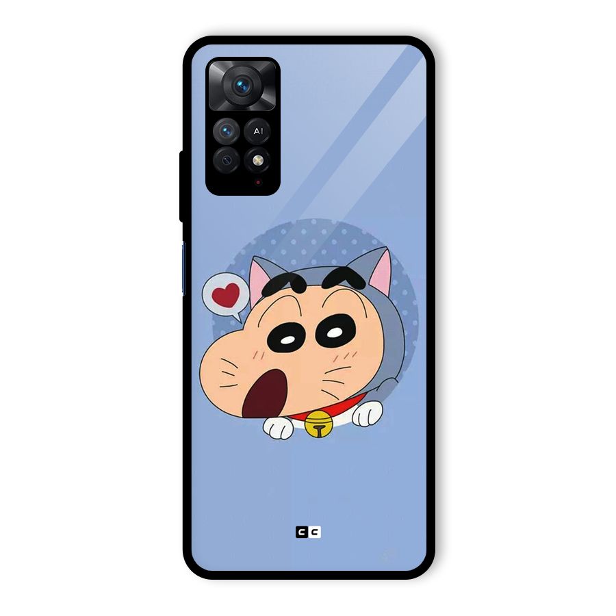 Cat Shinchan Glass Back Case for Redmi Note 11 Pro Plus 5G