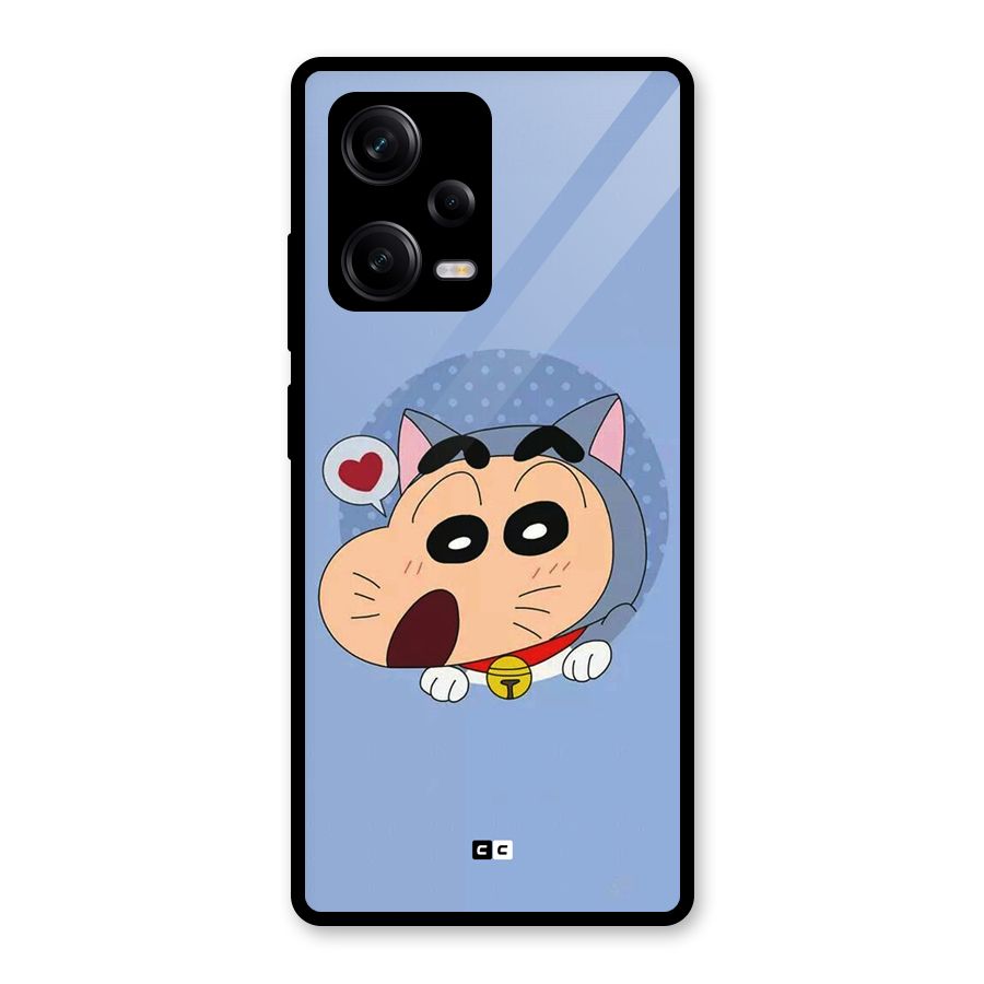 Cat Shinchan Glass Back Case for Redmi Note 12 Pro