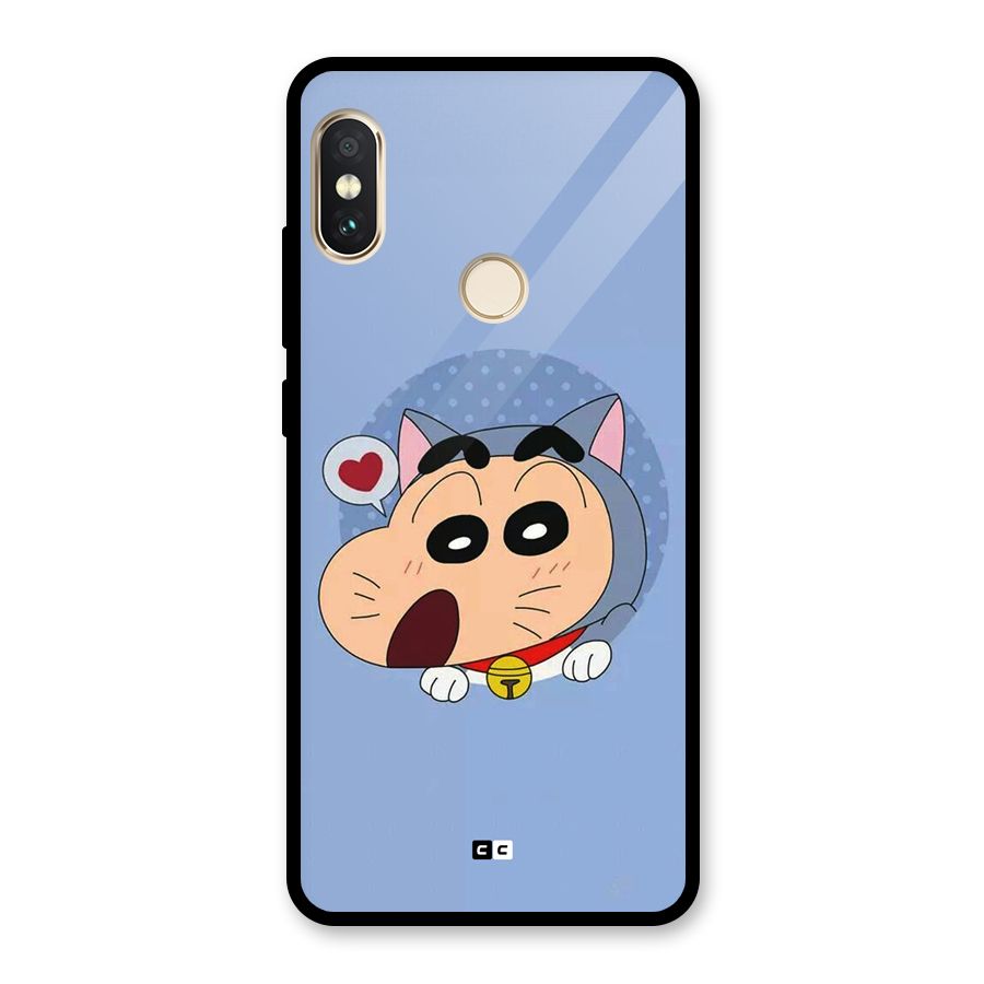 Cat Shinchan Glass Back Case for Redmi Note 5 Pro