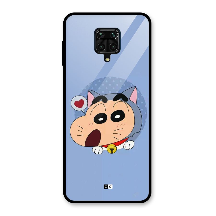 Cat Shinchan Glass Back Case for Redmi Note 9 Pro