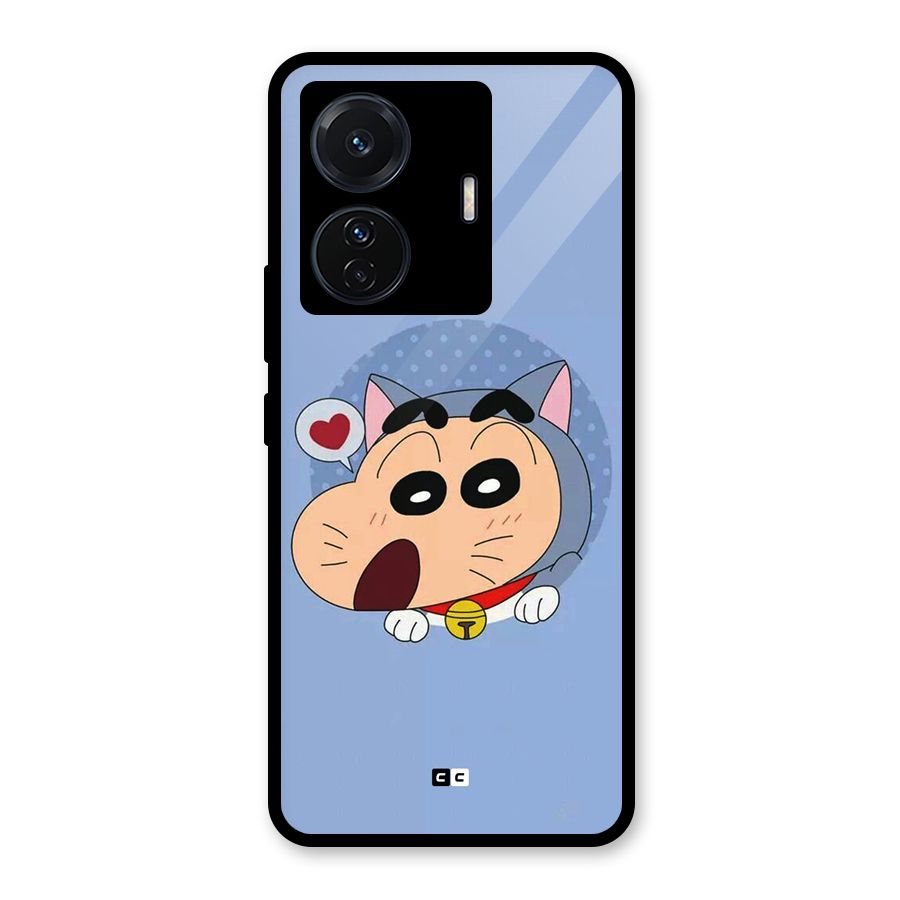 Cat Shinchan Glass Back Case for Vivo T1 Pro