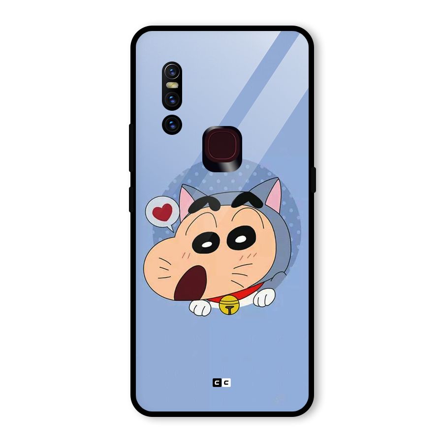 Cat Shinchan Glass Back Case for Vivo V15
