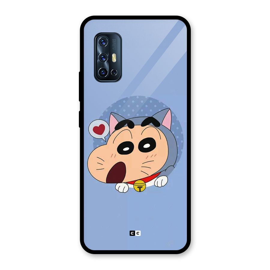 Cat Shinchan Glass Back Case for Vivo V17