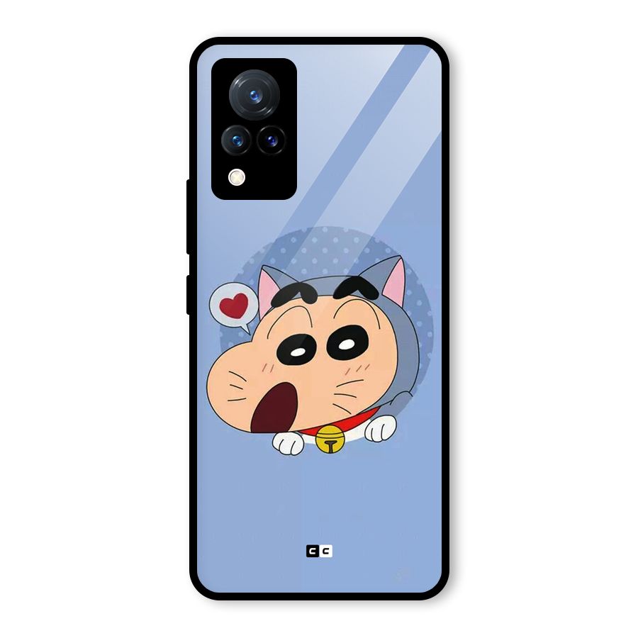 Cat Shinchan Glass Back Case for Vivo V21 5G