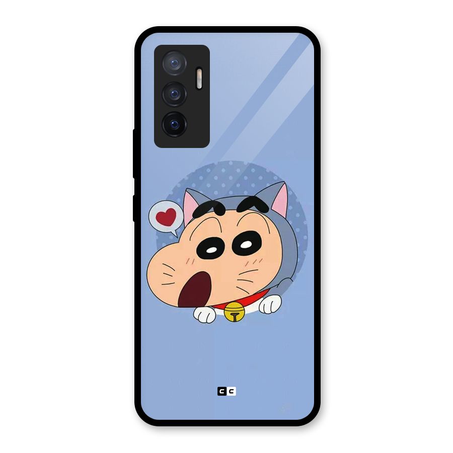 Cat Shinchan Glass Back Case for Vivo V23e