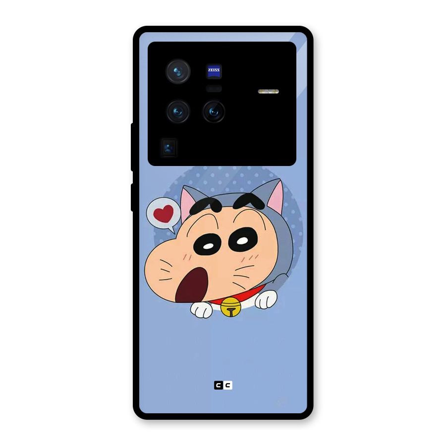 Cat Shinchan Glass Back Case for Vivo X80 Pro