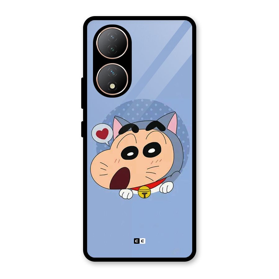 Cat Shinchan Glass Back Case for Vivo Y100