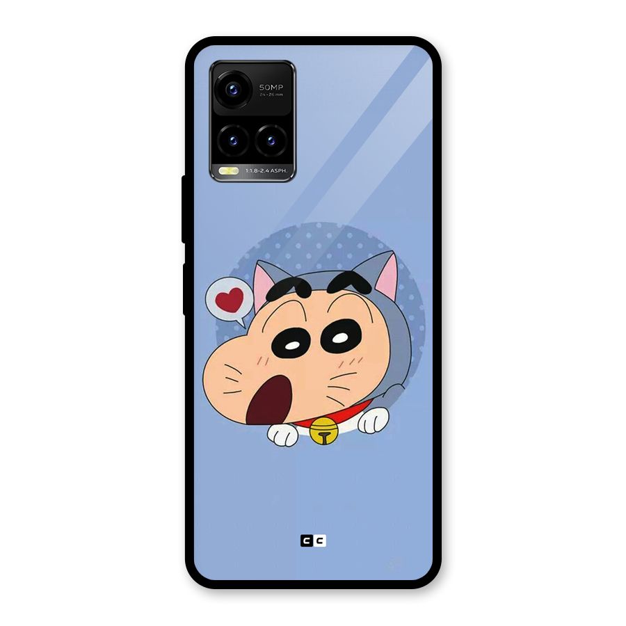 Cat Shinchan Glass Back Case for Vivo Y21T