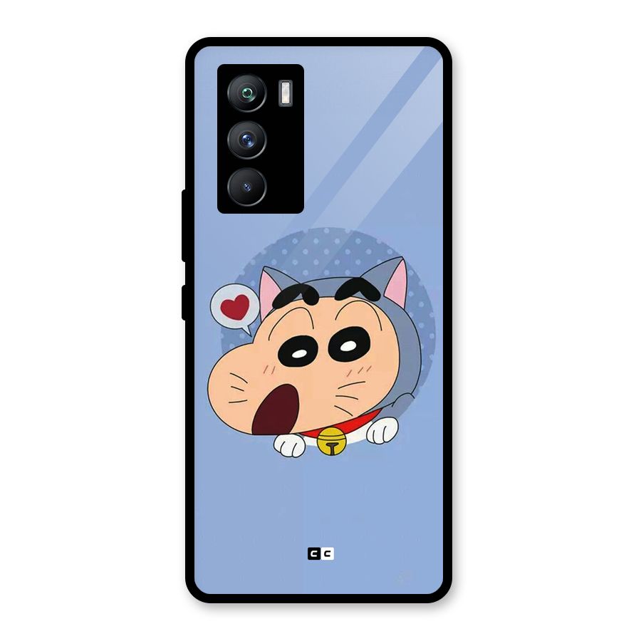 Cat Shinchan Glass Back Case for Vivo iQOO 9 SE