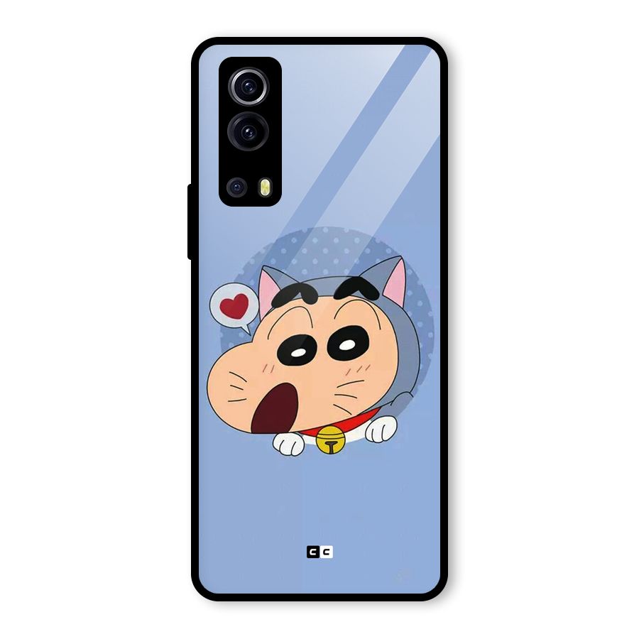 Cat Shinchan Glass Back Case for Vivo iQOO Z3