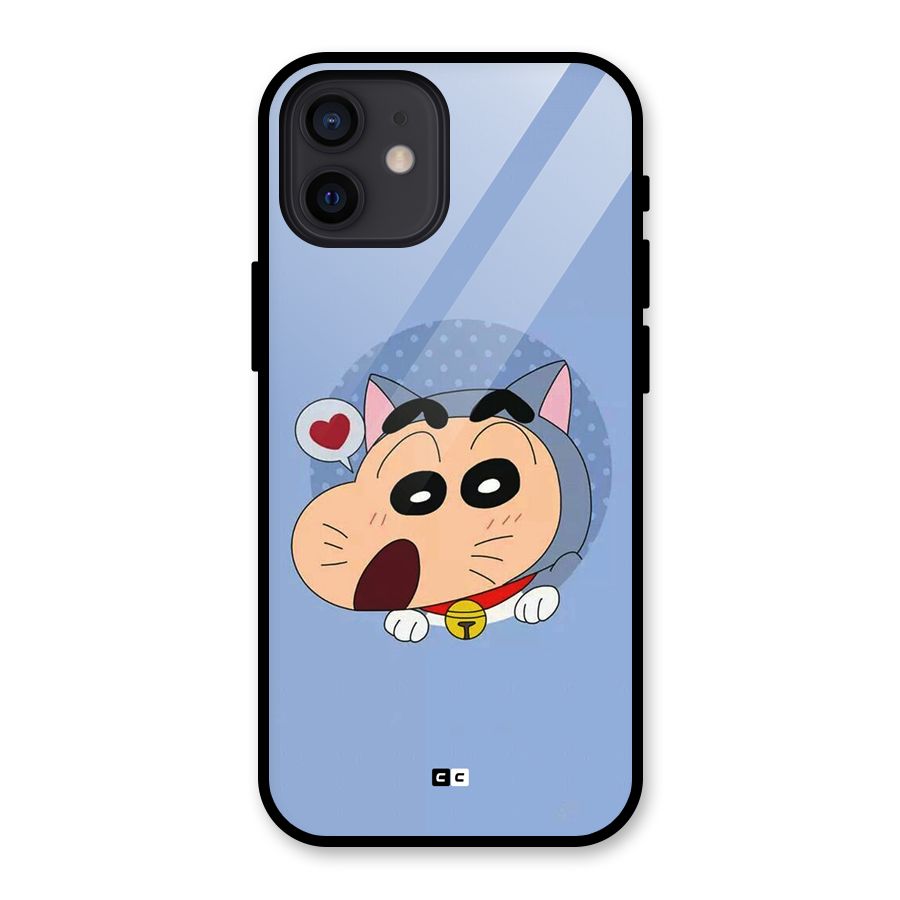 Cat Shinchan Glass Back Case for iPhone 12