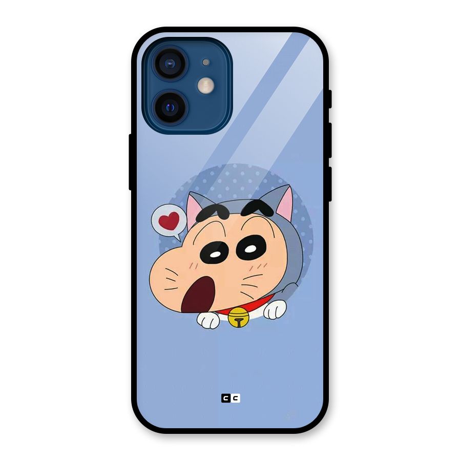 Cat Shinchan Glass Back Case for iPhone 12 Mini