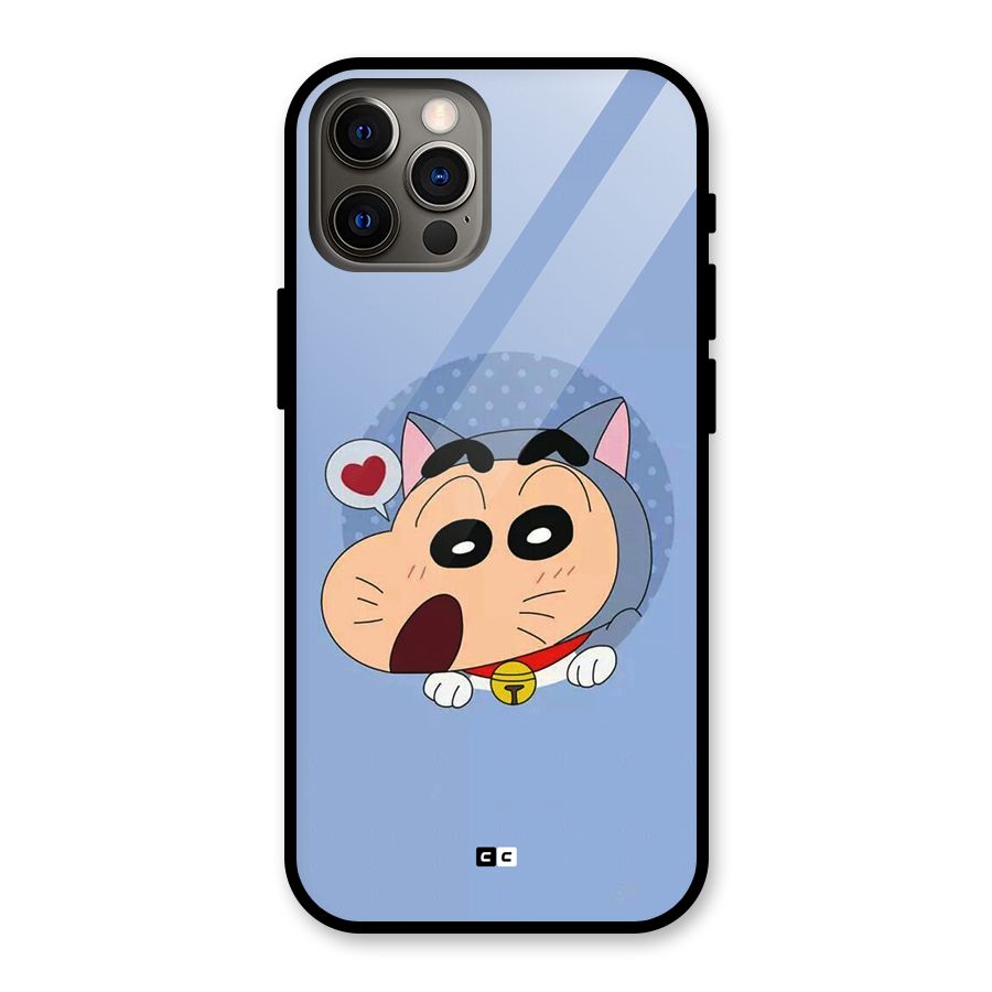 Cat Shinchan Glass Back Case for iPhone 12 Pro