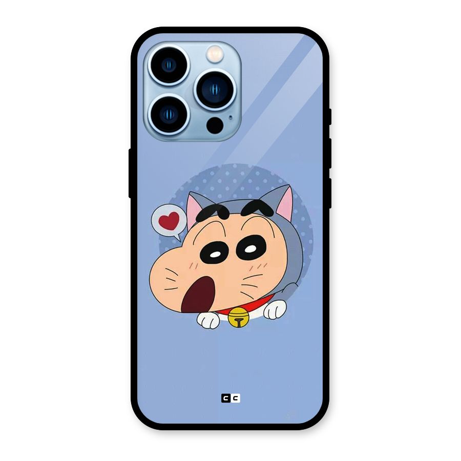 Cat Shinchan Glass Back Case for iPhone 13 Pro