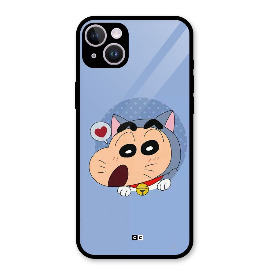 Cat Shinchan Glass Back Case for iPhone 14 Plus