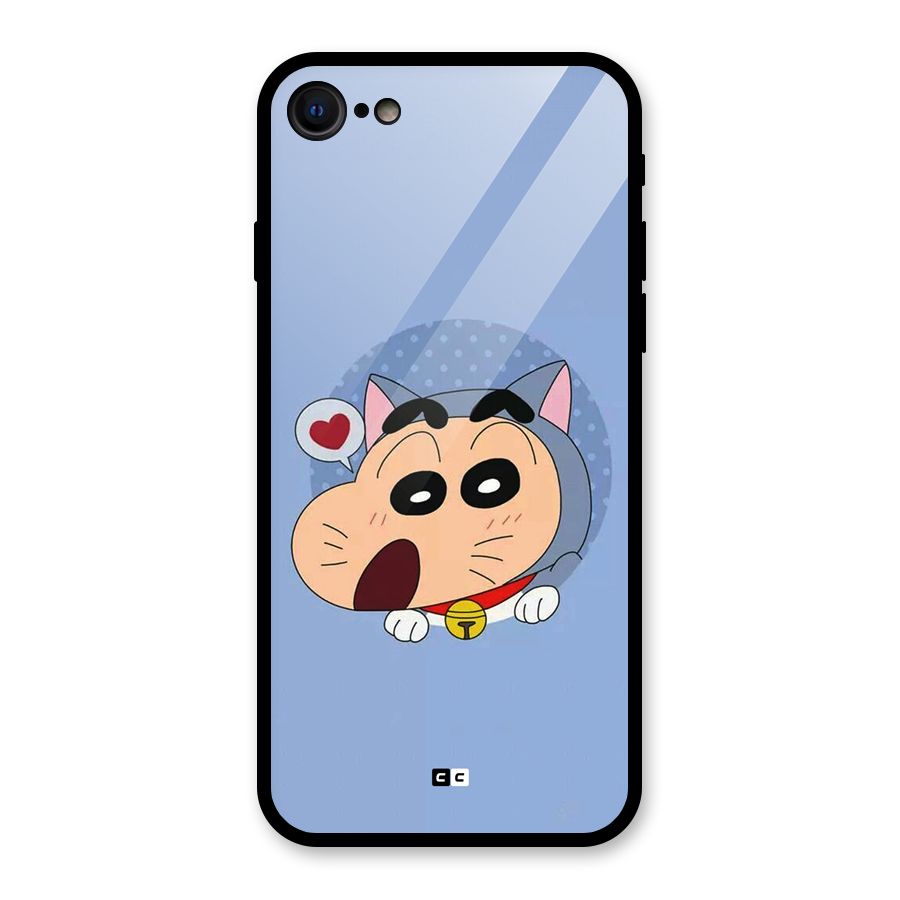 Cat Shinchan Glass Back Case for iPhone SE 2022