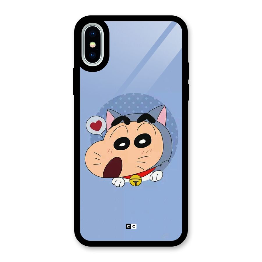 Cat Shinchan Glass Back Case for iPhone XS