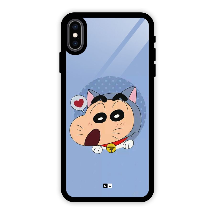 Cat Shinchan Glass Back Case for iPhone XS Max
