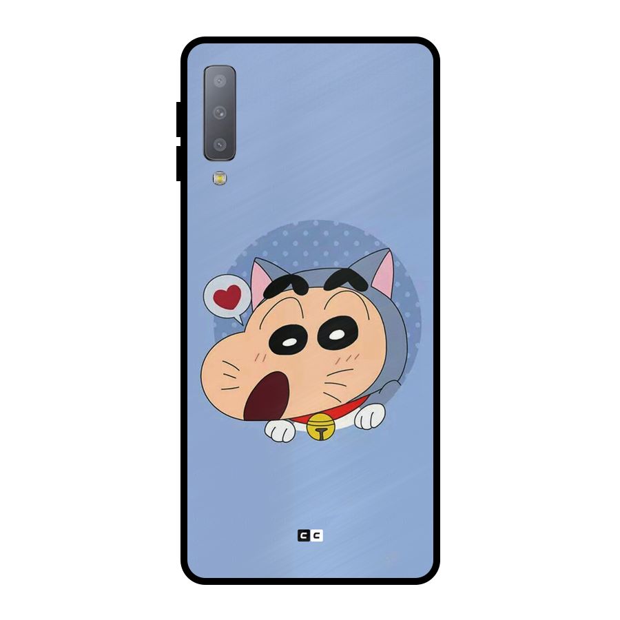 Cat Shinchan Metal Back Case for Galaxy A7 (2018)