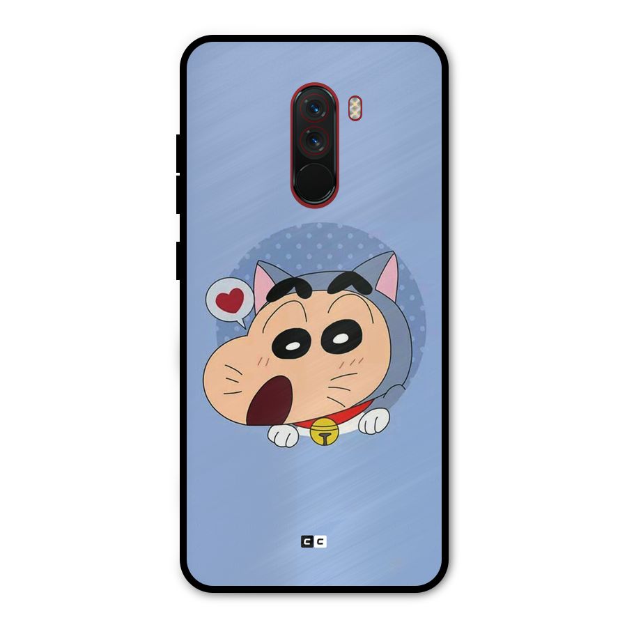 Cat Shinchan Metal Back Case for Poco F1