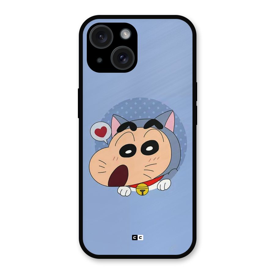 Cat Shinchan Metal Back Case for iPhone 15