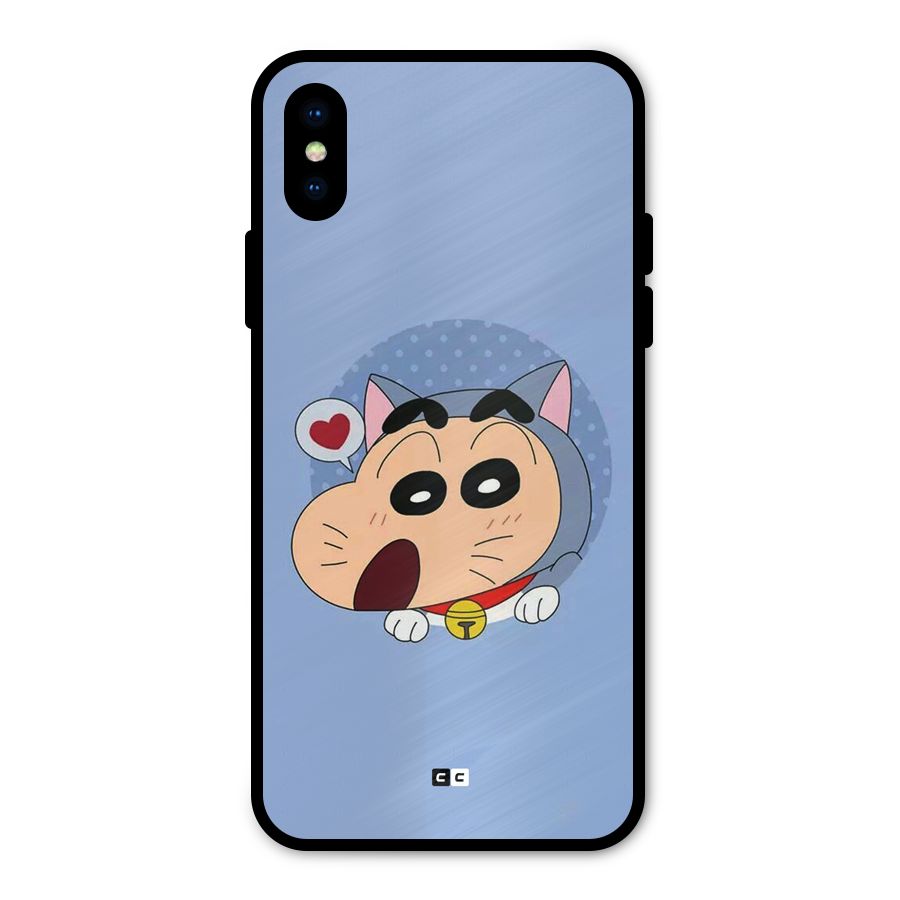Cat Shinchan Metal Back Case for iPhone XS