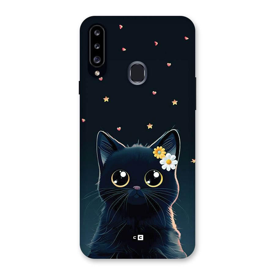Cat With Flowers Back Case for Galaxy A20s