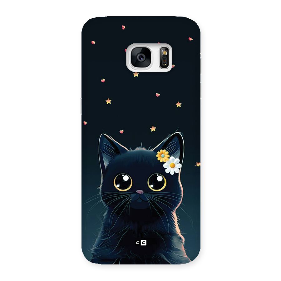 Cat With Flowers Back Case for Galaxy S7 Edge