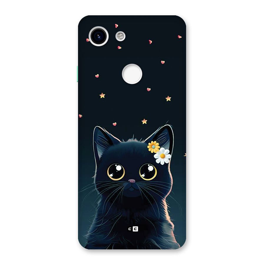 Cat With Flowers Back Case for Google Pixel 3