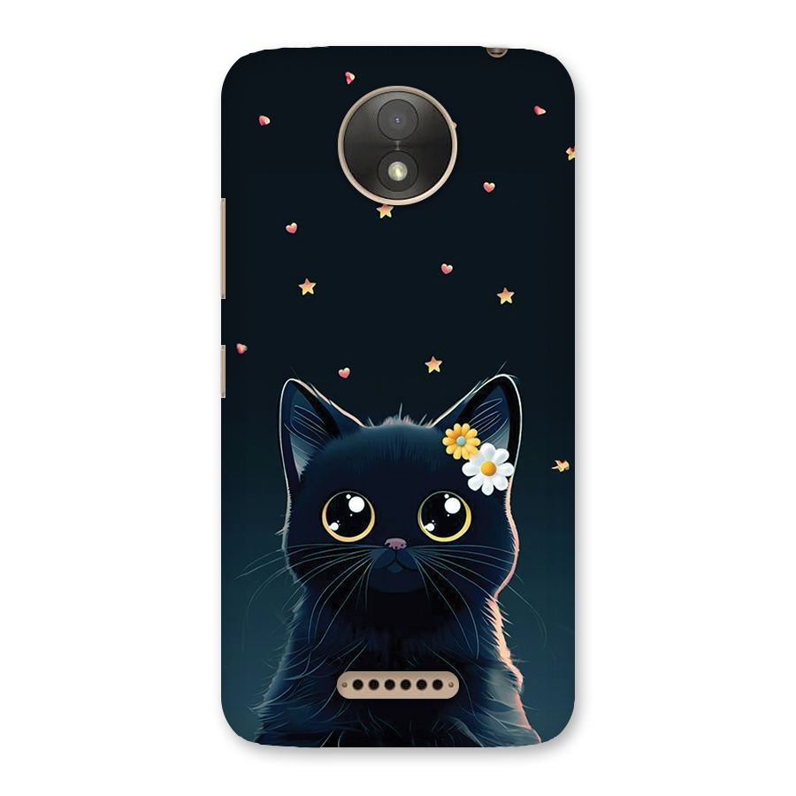 Cat With Flowers Back Case for Moto C Plus