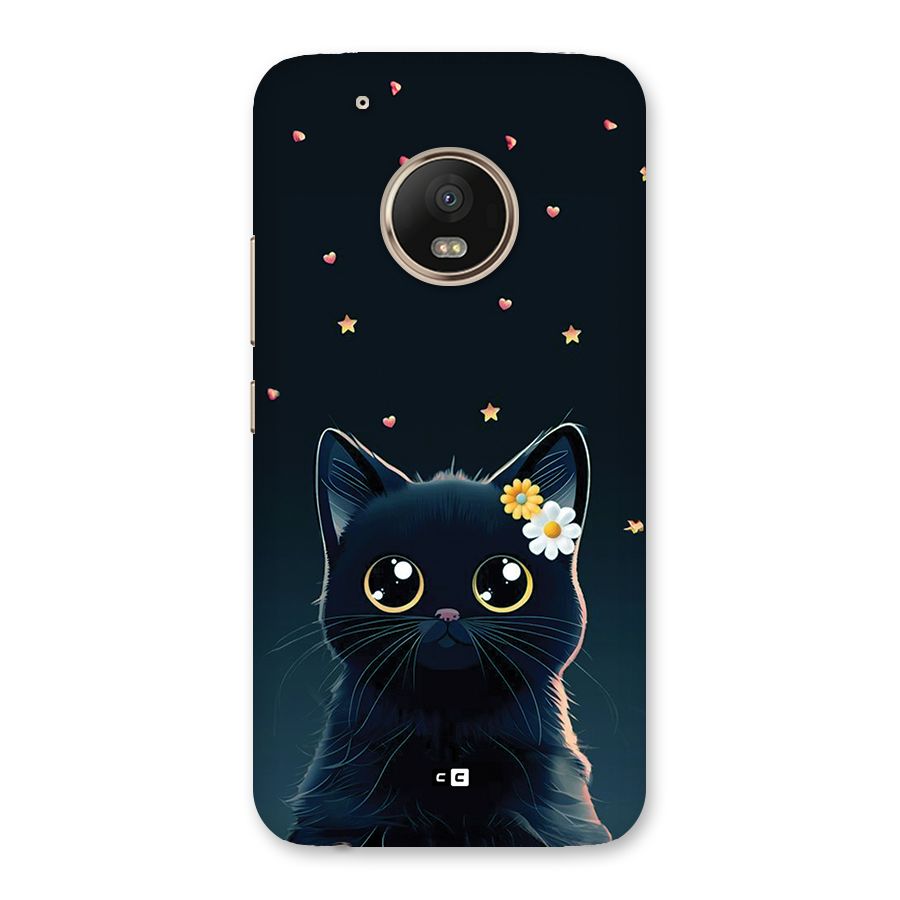 Cat With Flowers Back Case for Moto G5 Plus