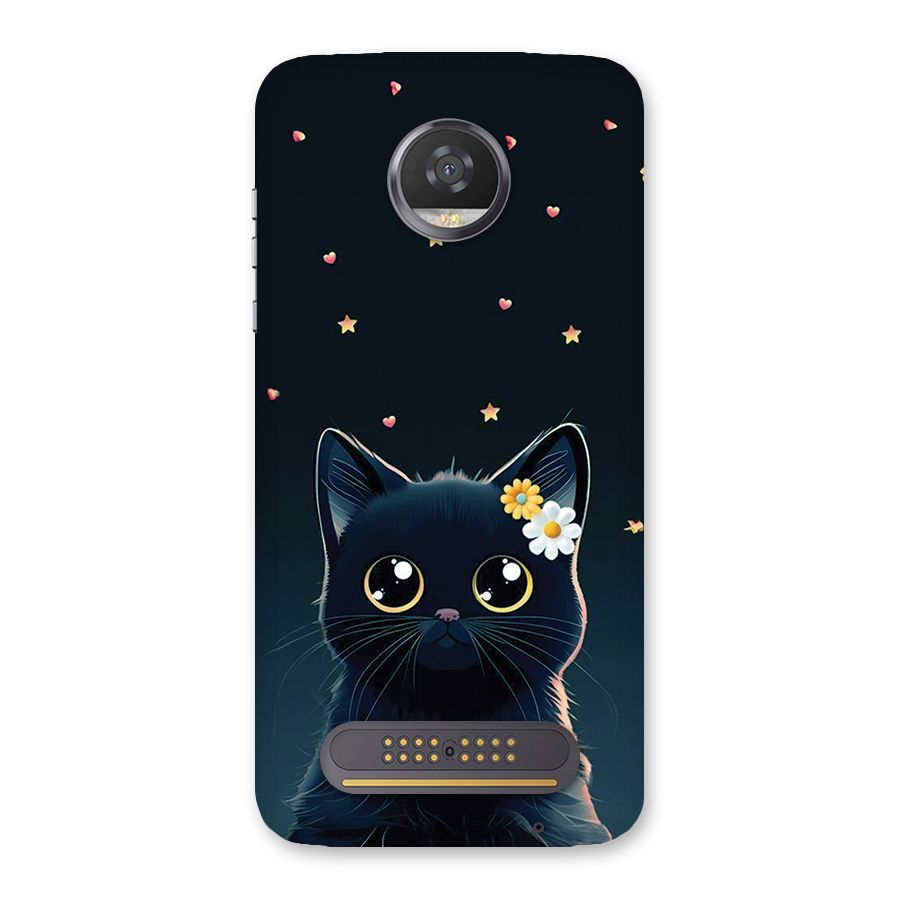 Cat With Flowers Back Case for Moto Z2 Play