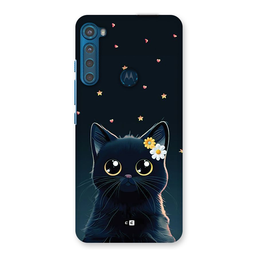 Cat With Flowers Back Case for Motorola One Fusion Plus