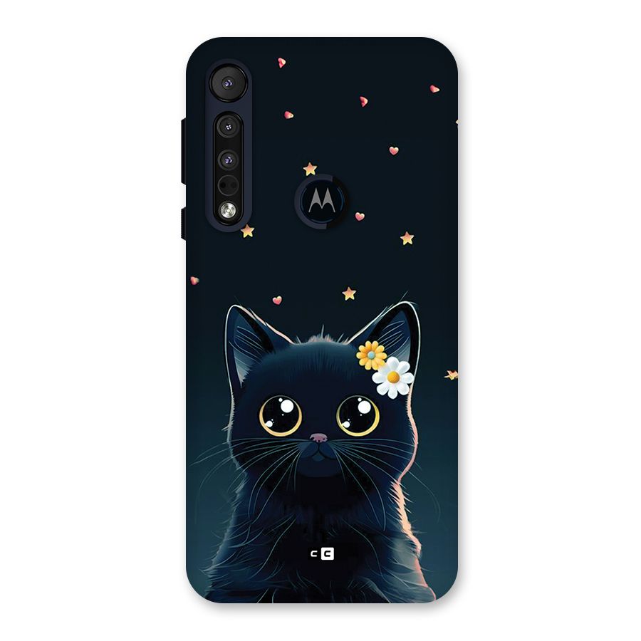 Cat With Flowers Back Case for Motorola One Macro