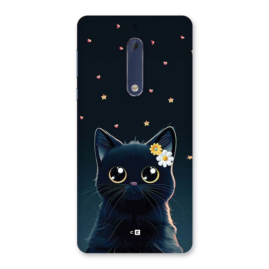Cat With Flowers Back Case for Nokia 5