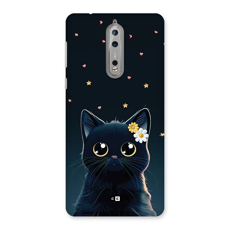 Cat With Flowers Back Case for Nokia 8