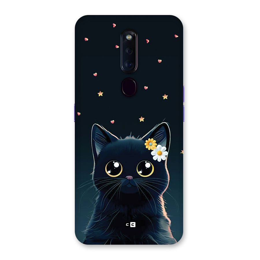Cat With Flowers Back Case for Oppo F11 Pro